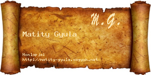 Matity Gyula névjegykártya